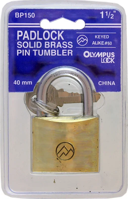 1-1/2in Brass Padlock – Keyed Alike with 3 Keys by Olympus Lock