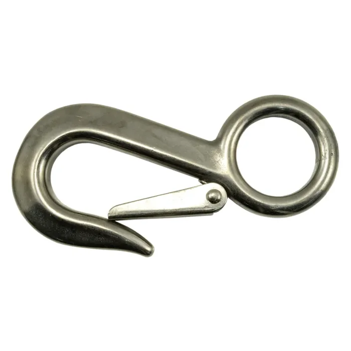 1-1/8″ 18-8 Stainless Steel 180 Degree Fixed Eye Spring Snap Hooks