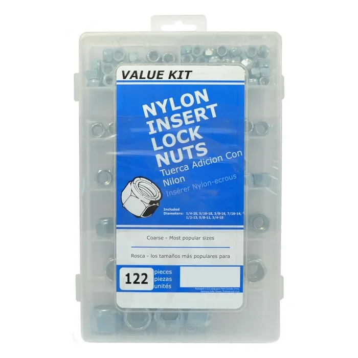1/4″-20 Zinc Plated Grade 2 Steel Coarse Thread Nylon Insert Lock Nuts
