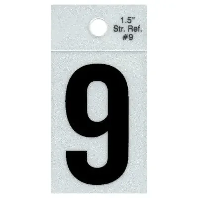 1.5″ – 9 Straight Black Reflective Numbers