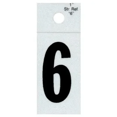 1″ – 6 Straight Black Reflective Numbers