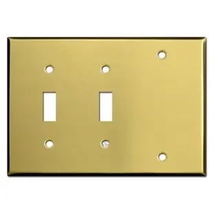 1 Blank 2-Toggle Switch Face Plate Cover – Satin Brass