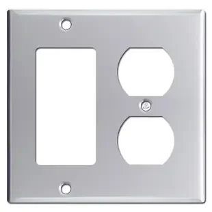 1 Decora Rocker 1 Outlet Combination Switchplate – Polished Chrome