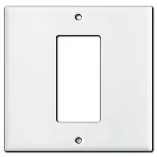 1 Decora Rocker Centered on 2 Gang Switch Plate – White