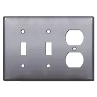 1 Duplex Outlet 2 Toggle Cover Plate – Unfinished Steel