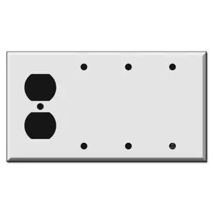 1-Duplex Outlet 3-Blank Combo 4-Gang Wall Switch Plates