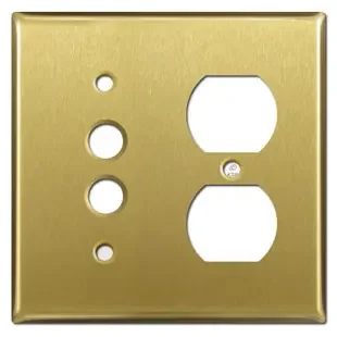 1 Duplex Receptacle 1 Pushbutton Cover Plates – Satin Brass
