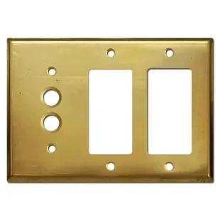 1-Push Button 2-Decora Outlet Switch Cover – Raw Brass Unfinished