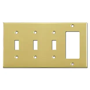 1 Rocker 3 Toggle Wall Plate – Polished Brass
