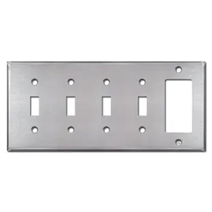 1 Rocker 4 Toggle Wall Plates – Satin Stainless Steel