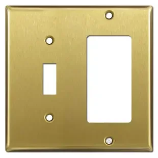 1 Toggle & 1 GFI Decora Outlet Switch Wall Plates – Satin Brass