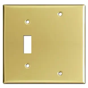 1 Toggle 1 Blank Wall Plates – Polished Brass