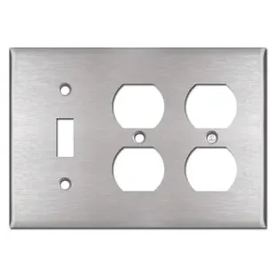 1 Toggle 2 Duplex Outlet Cover – Spec Grade Stainless Steel