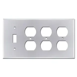 1 Toggle and 3 Duplex Outlet Switch Plates – Polished Chrome