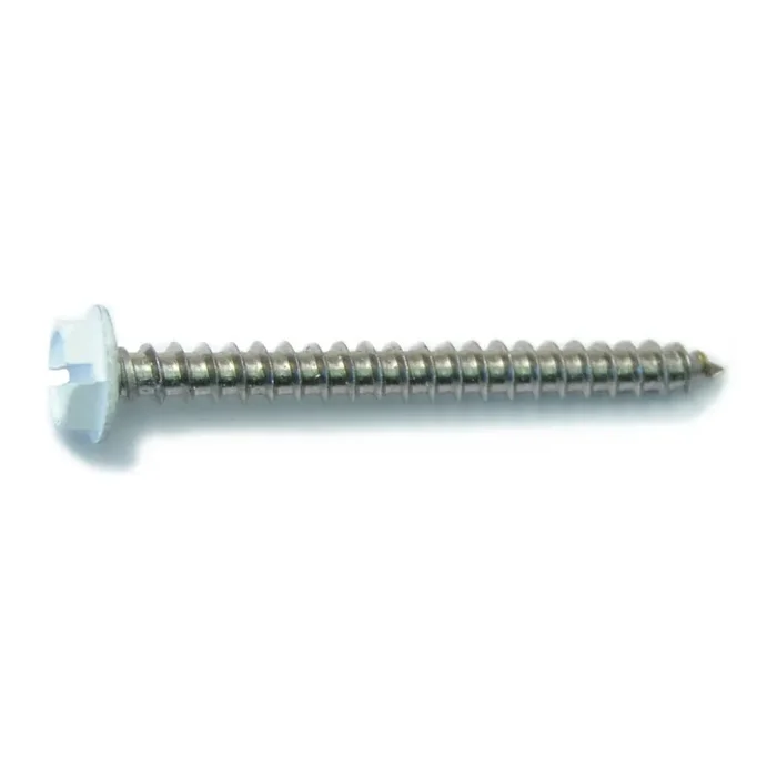 10-11 x 2″ White Painted 18-8 Stainless Steel Hex Washer Head Sheet Metal Screws