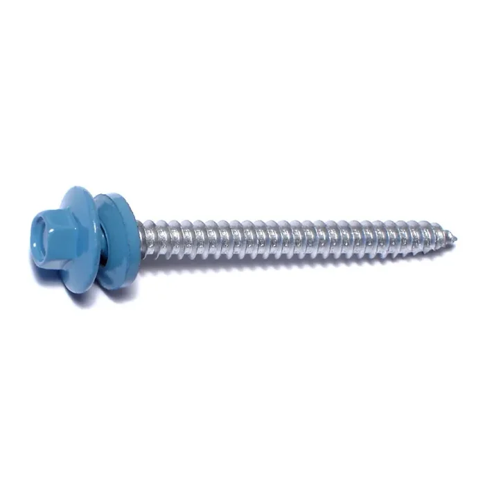 10-14 x 2″ Blue Painted Steel Hex Washer Head Pole Barn Self-Drilling Screws
