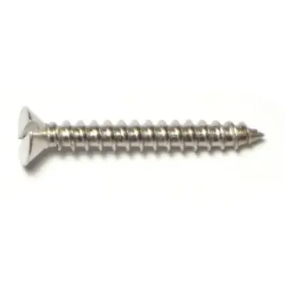 10 x 1-1/2″ 18-8 Stainless Steel Slotted Flat Head Sheet Metal Screws