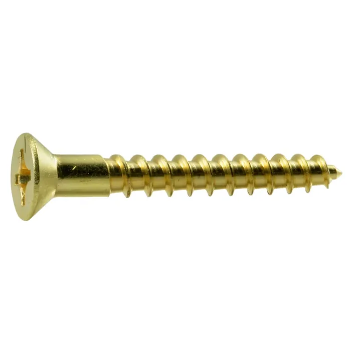 10 x 1-1/2″ Brass Phillips Flat Head Wood Screws