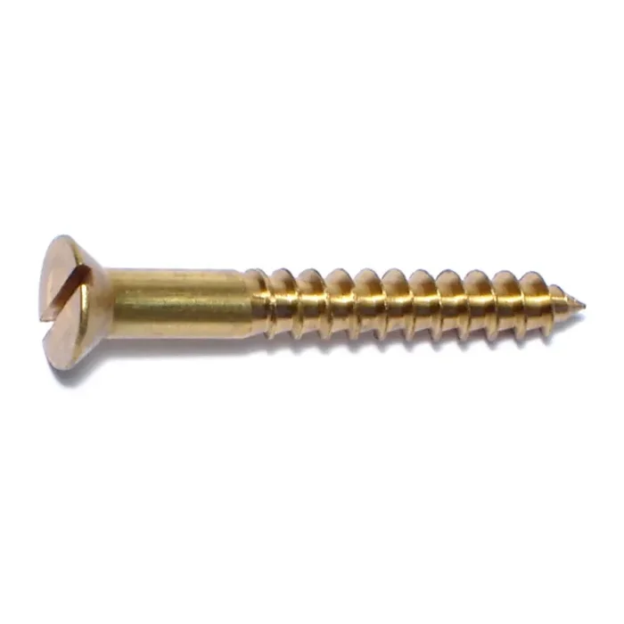 10 x 1-1/2″ Brass Slotted Flat Head Wood Screws