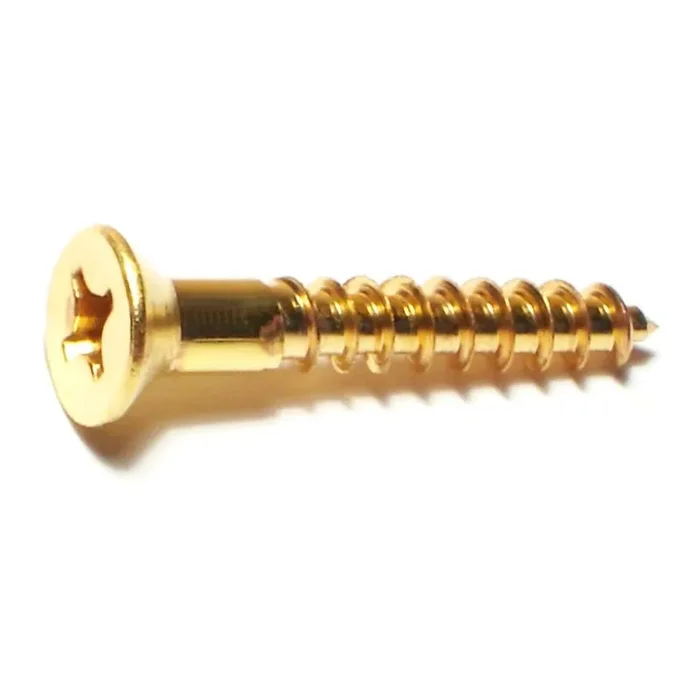 10 x 1-1/4″ Brass Phillips Flat Head Wood Screws