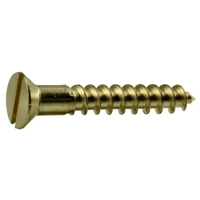 10 x 1-1/4″ Brass Slotted Flat Head Wood Screws