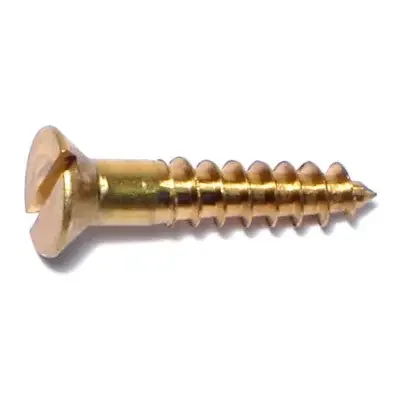 10 x 1″ Brass Slotted Flat Head Wood Screws