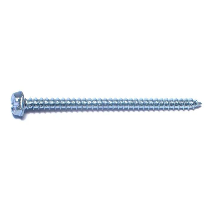 10 x 3″ Zinc Plated Steel Slotted Hex Washer Head Sheet Metal Screws