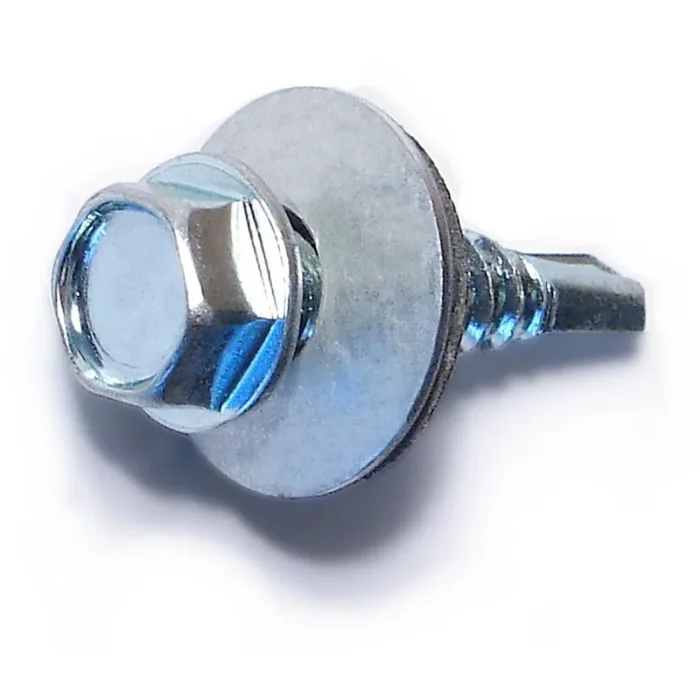 12-14 x 1″ Zinc Plated Steel Hex Bonded Washer Head Self-Drilling Screws