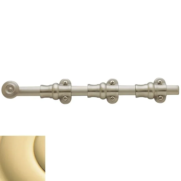 12″ Ornamental Surface Bolt Unlacquered Brass Finish by Baldwin Estate