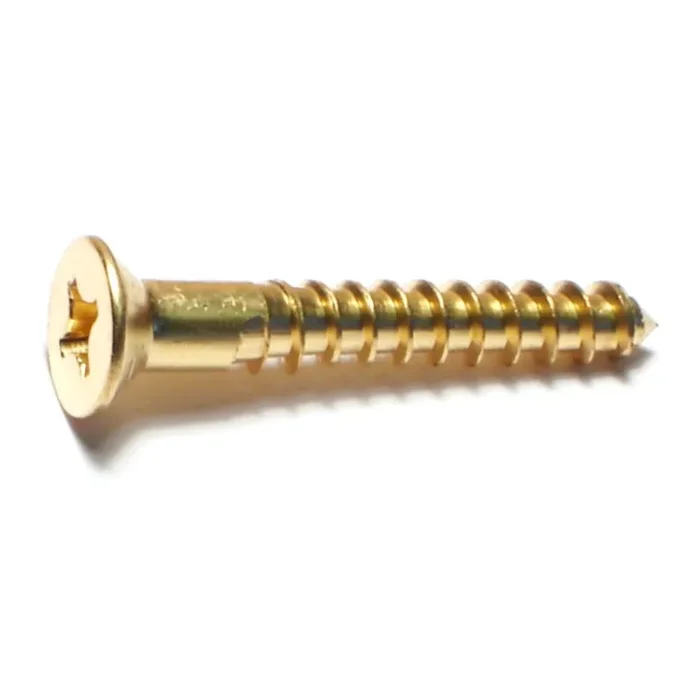 12 x 1-1/2″ Brass Phillips Flat Head Wood Screws