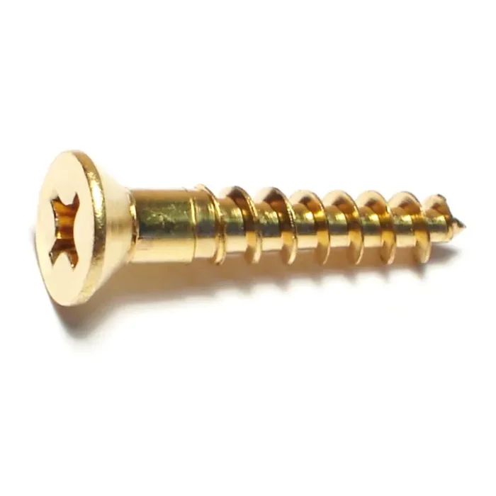 12 x 1-1/4″ Brass Phillips Flat Head Wood Screws