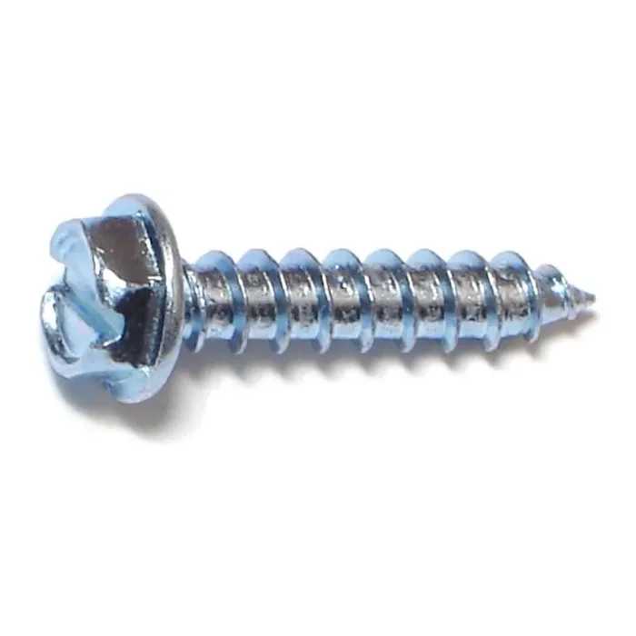 12 x 1″ Zinc Plated Steel Slotted Hex Washer Head Sheet Metal Screws