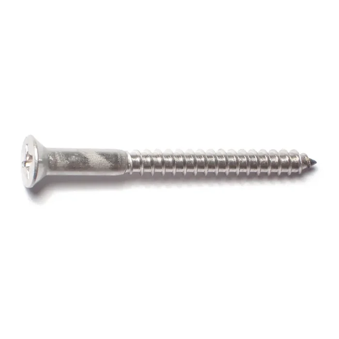 12 x 2-1/2″ 18-8 Stainless Steel Phillips Flat Head Wood Screws
