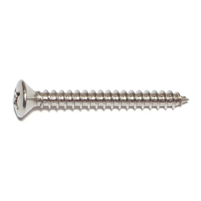 12 x 2″ 18-8 Stainless Steel Phillips Oval Head Sheet Metal Screws