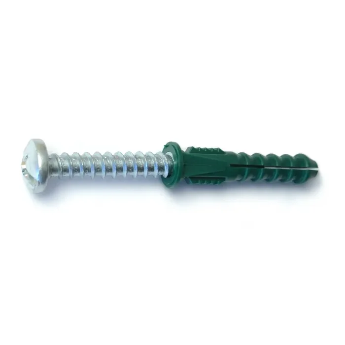 14 x 2″ Zinc Plated Steel Pan Head Ribbed Plastic Anchor Kits