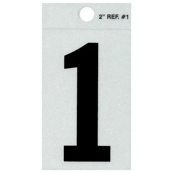 2″ – 1 Straight Black Reflective Numbers