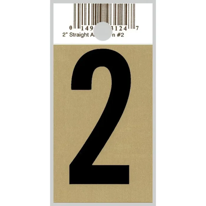 2″ – “2” Straight Black & Gold Numbers