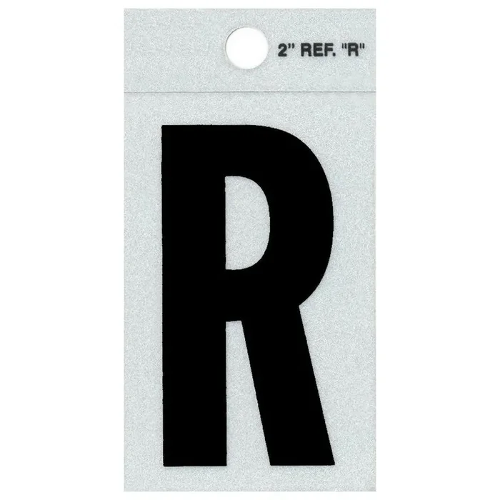 2″ – R Straight Black Reflective Letters