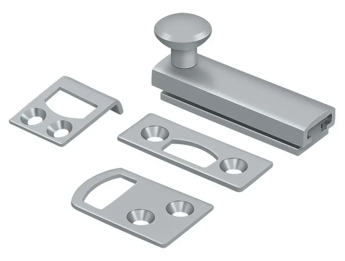2″ Surface Bolt, Concealed Screw, HD, Brushed Chrome – Deltana