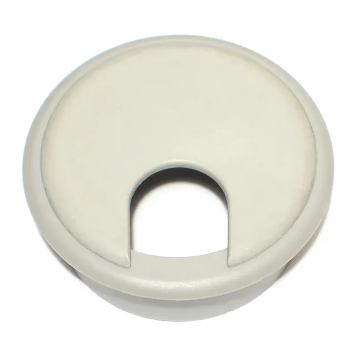2″ x 1-3/4″ Gray Nylon Plastic Desk Grommets with Caps