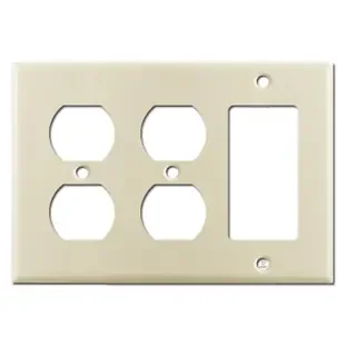 2 Duplex Receptacle 1 GFCI Rocker Switch Plate Covers – Ivory