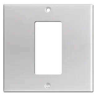 2-Gang 1-Decora Centered Receptacle Wallplate – Brushed Aluminum