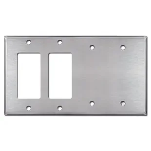 2 GFI Decora Rocker 2 Blank Switch Plates – Satin Stainless Steel