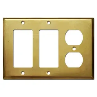 2 GFI Decora Rocker Switch & 1 Duplex Outlet Cover – Raw Brass