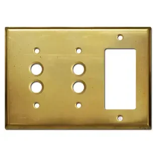 2-Push Button 1-Decora Outlet Switch Plate – Raw Brass Unfinished