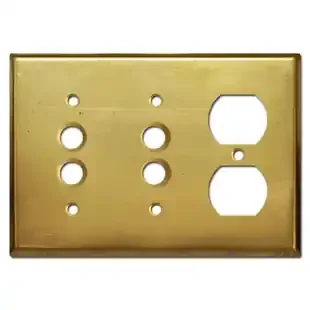 2-Push Button 1-Duplex Outlet Cover Plate – Raw Brass Unfinished