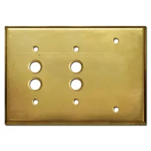 2-Pushbutton 1-Blank Light Switchplate Cover – Raw Brass