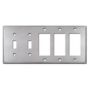 2 Toggle 3 Decora Rocker Switch Plates – Satin Stainless Steel