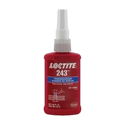 243 Medium-Strength Primerless Threadlocker, 50 mL, 1/4 in to 3/4 in dia, Blue