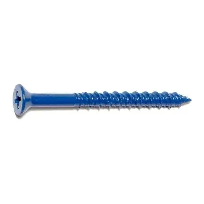3/16″ x 2-1/4″ Blue Ruspert Coated Steel Phillips Flat Head Masonry Screws